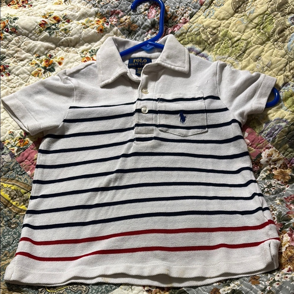 Polo by Ralph Lauren White and Blue Striped Polo Shirt